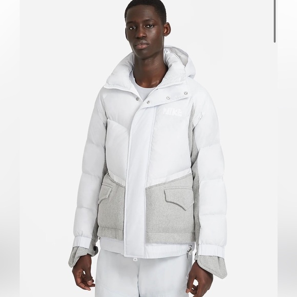 Nike Other - Nike x Sacai Mens down parka puffer jacket white gray Large